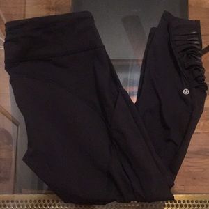 lululemon cropped running tights leg pockets EUC